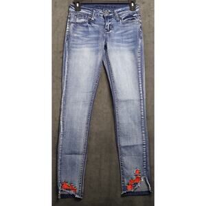 Rampage Denim Collection Ladies Jeans Size 1 Skinny Chloe Curvy Raw Distress Cut